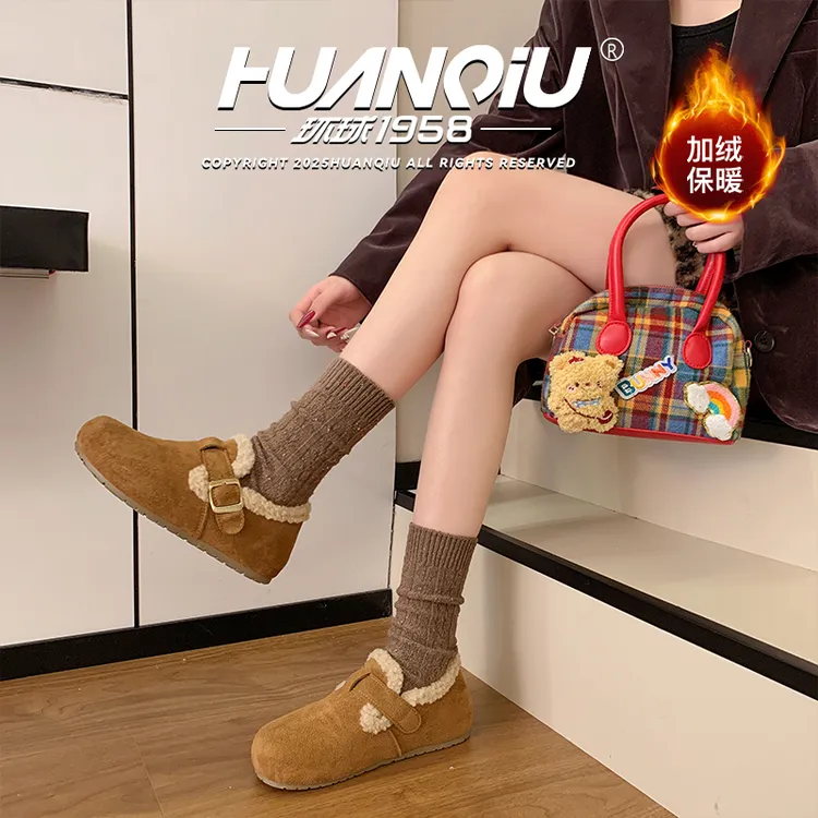 【双11好物】环球秋季新款加绒勃肯雪地靴冬季保暖棉鞋复古毛绒女鞋