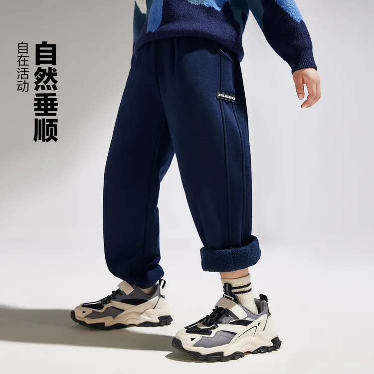 ask加绒裤子儿童摇粒绒长裤束脚加绒休闲裤JZPS13163M sp