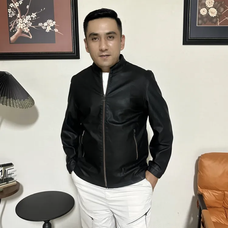 男士立领短款皮衣时尚外套