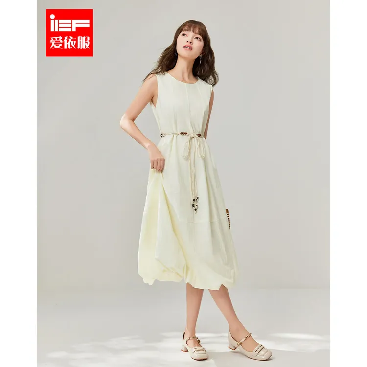 IEF/爱依服2025夏季新款法式简约文艺知性气质通勤风百搭背心长裙