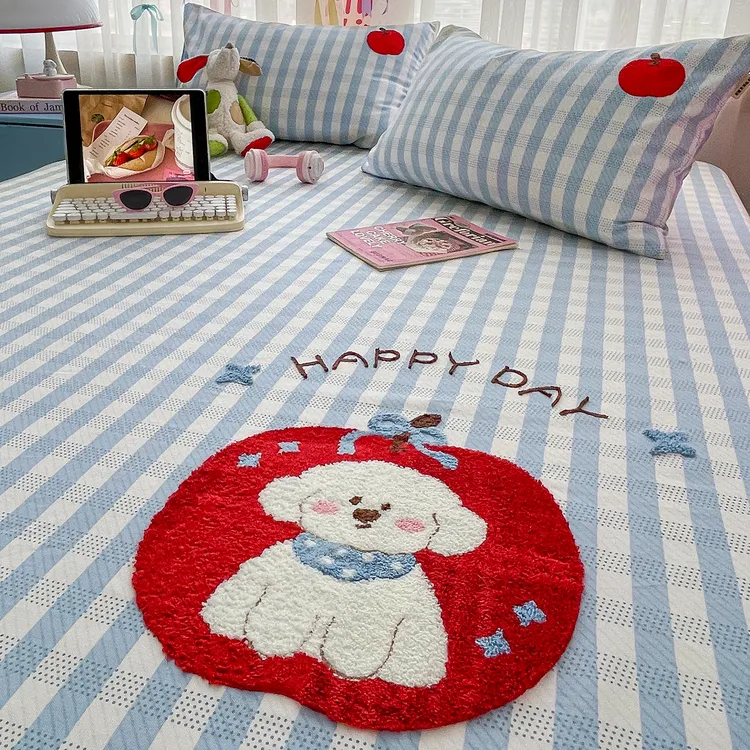 加厚纯棉老粗布床单单件100全棉毛巾绣儿童单人被单棉麻床笠罩单