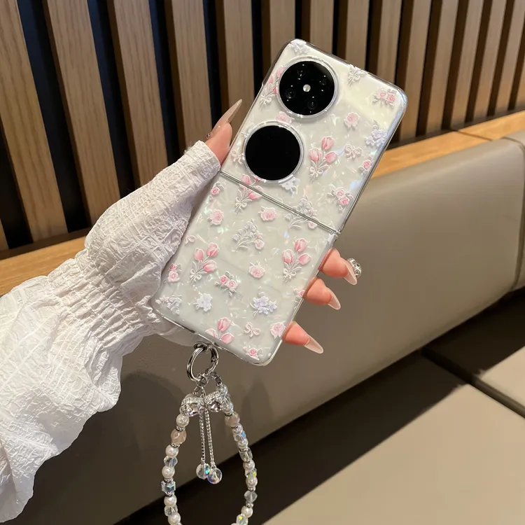 适用于华为pocket2手机壳折叠屏花花贝壳纹pocket2蓝光壳手提外壳