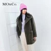 【贤哥专享】MOCO冬季皮袢扣立领宽松绒感毛毛大衣外套MBC4OVCT09