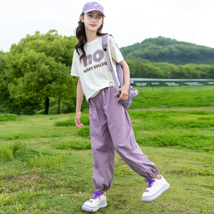 女童夏季短袖套装2025新款中大童韩版夏季儿童运动休闲裤两件套潮