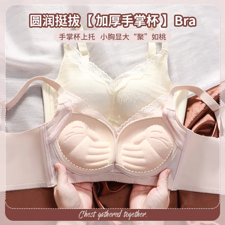 舒适无钢圈内衣小胸聚拢调整型文胸防下垂透气蕾丝设计上托文胸罩