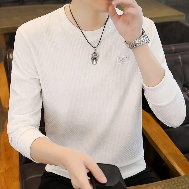 秋季新款男士卫衣圆领薄款套头长袖打底休闲宽松百搭春秋上衣男装