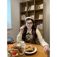 SWEET【榛果记事本】微胖元气少女学院风秋季收腰拼接格子连衣裙