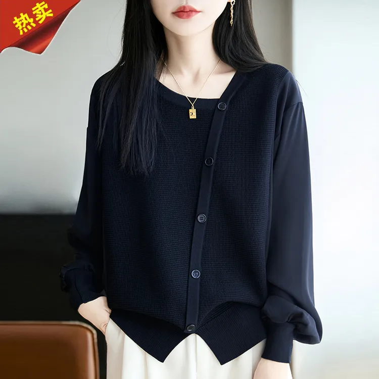 哥弟阿玛施正品2025早秋季新款女显瘦长袖针织衫时尚百搭宽松上衣