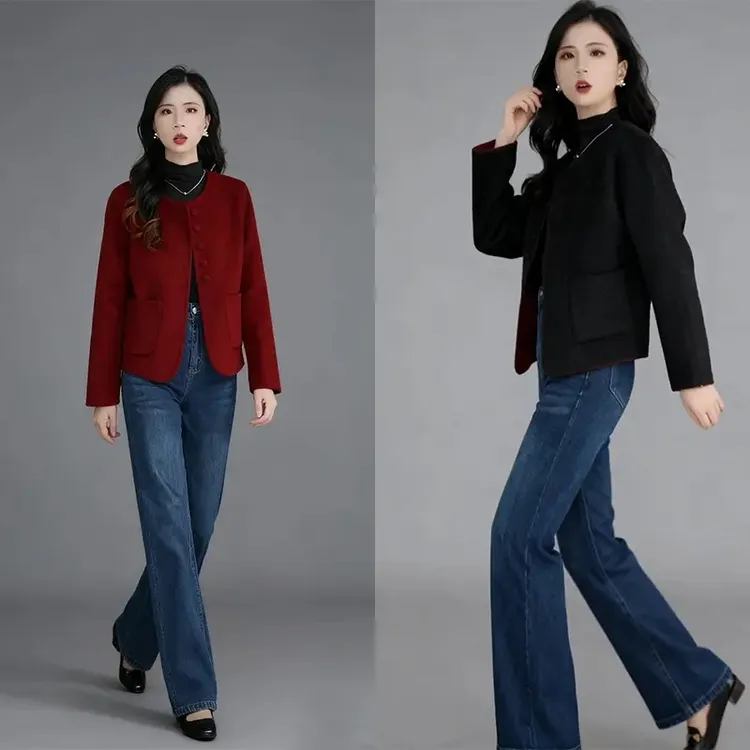 【双面穿】小个子百搭气质简约名媛小香风秋冬羊毛晚宴场合女装短款