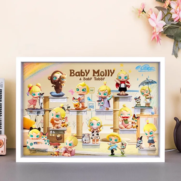 适用泡泡玛特Baby Molly喵趣横生系列手办盲盒收纳场景展示盒礼物