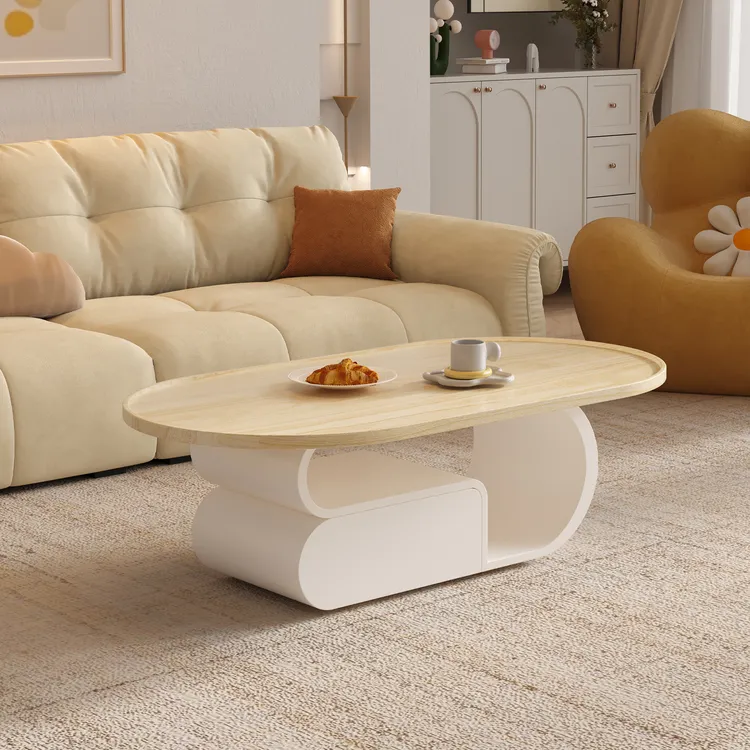 原木奶油风茶几小户型客厅家用2025新款轻奢高级感极简实木茶桌