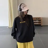 美式复古风潮牌无帽圆领字母印花潮牌设计长袖套头卫衣女秋上新款