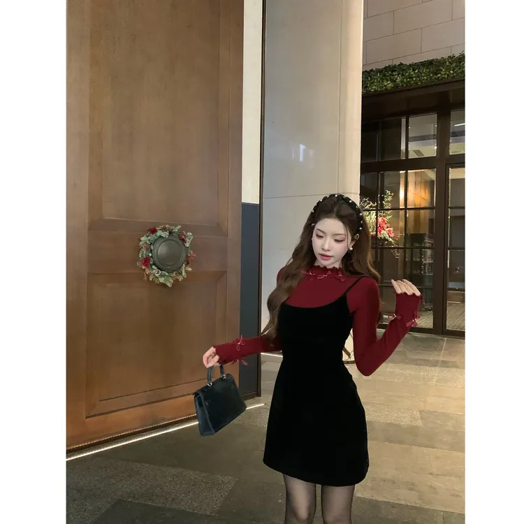 SZA【大年初一】冬季新款双面澳绒花边领长袖打底内搭针织衫A-2520