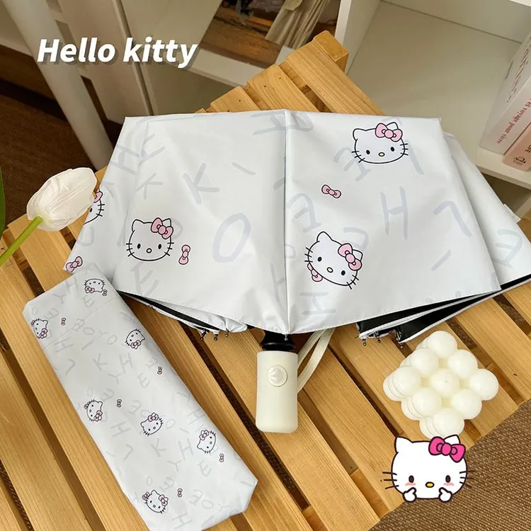hellokitty太阳伞黑胶遮阳伞晴雨两用女防晒防紫外线小巧便携雨伞