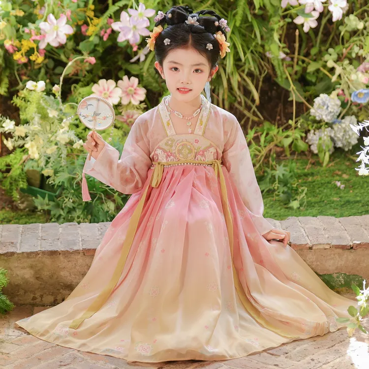 sl3186汉服女童春秋款儿童公主裙新款国风裙子女孩秋季古风连衣裙