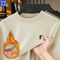 【雪狐绒】保罗男士圆领针织打底衫休闲百搭刺绣加绒加厚套头毛衣09