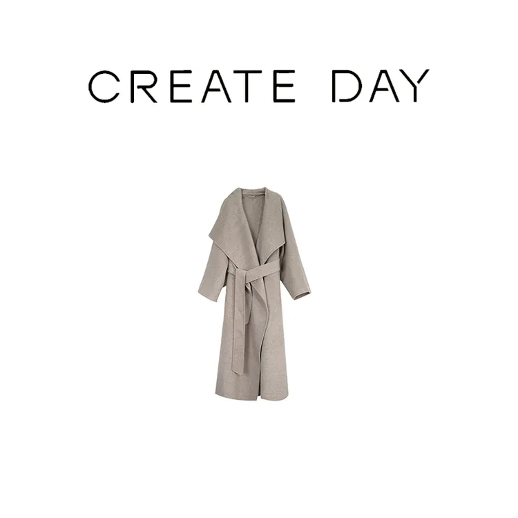 CREATE DAY10%秘鲁羊驼毛长款大衣女秋冬绵羊毛双面呢外套