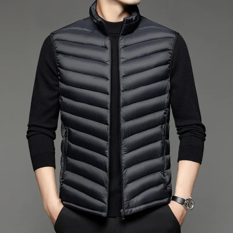 冬季棉服马甲现货不连帽保暖休闲黑色宽松型立体贴袋立领纯色拉链