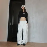 美式运动裤香蕉阔腿裤女2025新款春秋季休闲宽松弯刀卫裤