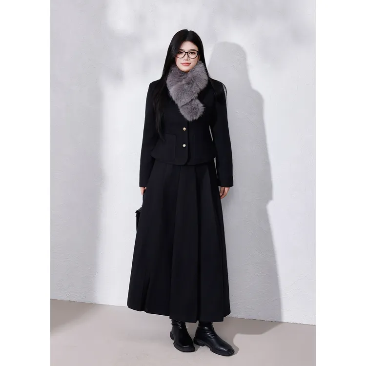 【首尔学姐】蛋妹大码女装微胖mm冬百搭显瘦西装半裙套装DM33793