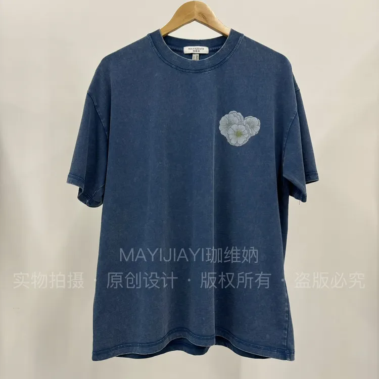 新款男女同款破烂熊美式落肩宽松版休闲印花夏季短袖T恤舒适风