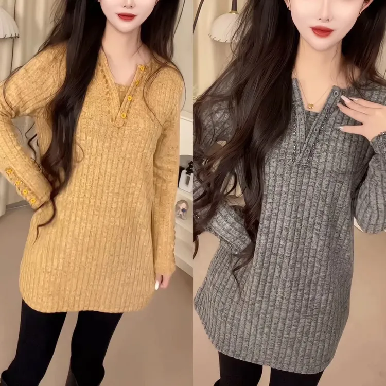 中长款打底衫长袖秋冬气质慵懒风