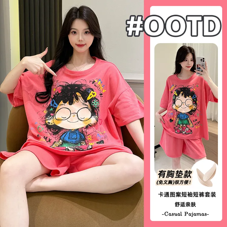 2025新款夏季睡衣短袖短裤韩系舒适爆款亲肤时尚休闲简约家居服