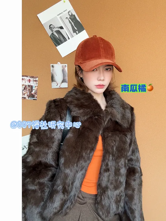 新款秋冬时尚百搭加厚灯芯绒包边可调节棒球帽女韩版纯色鸭舌帽