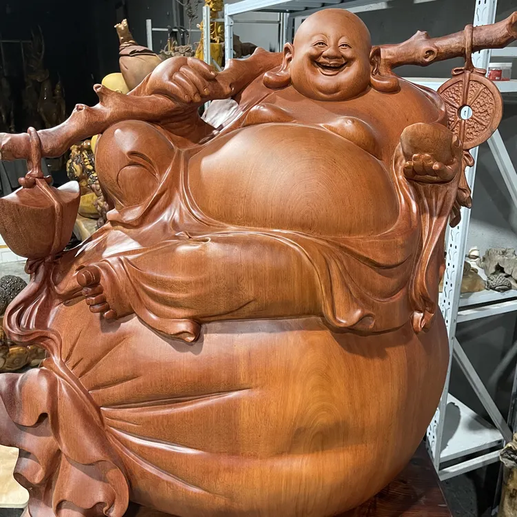 花梨木手工雕刻弥勒笑佛