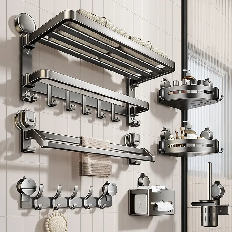 吸盘浴巾毛巾架卫生间置物架浴室免打孔壁挂吸盘无痕厕所挂架收纳