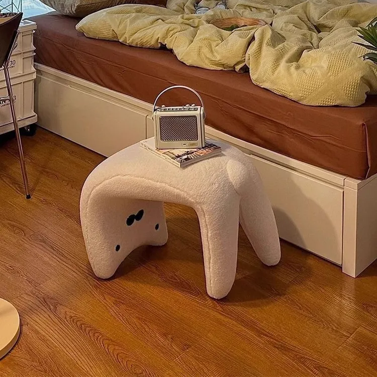 奶油风凳子家用网红换鞋板凳沙发客厅儿童可爱女生卧室矮凳换鞋凳