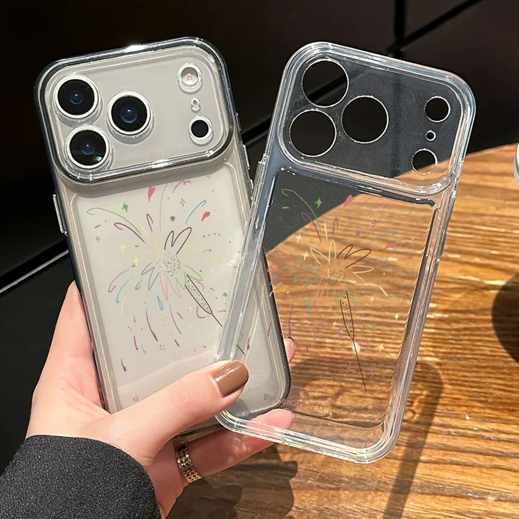 适用苹果17手机壳炫彩烟花15/16promax透明高级感13/14女生全包软
