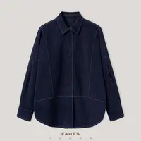 FAUES 温澜潮生进口绒面羊皮削薄廓形轻薄温柔复古宽松衬衫式皮衣