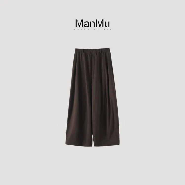 满目ManMu 【张琪专属】高级定制秋冬时尚百搭双色纯棉长裤350632