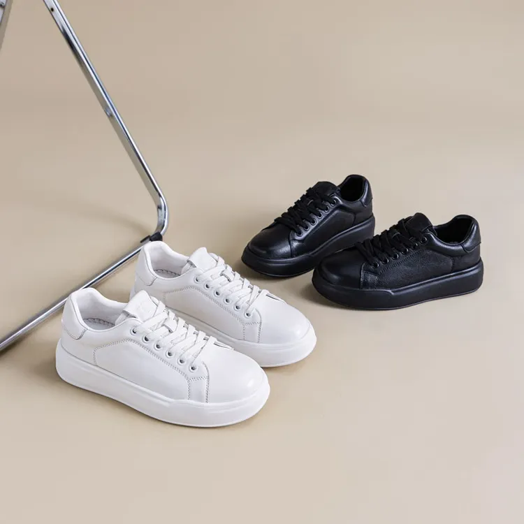 35-43码爆款头层牛皮女鞋时尚小白羊皮内里春秋100%真皮小白鞋女