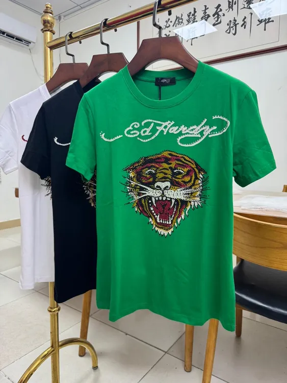 金黄大虎头纯棉重工彩抜印花烫钻多色圆领T男女同款