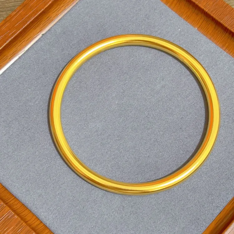 铜合金手镯 莲花传承5n手镯素圈古法镯子光感光面时尚百搭金色