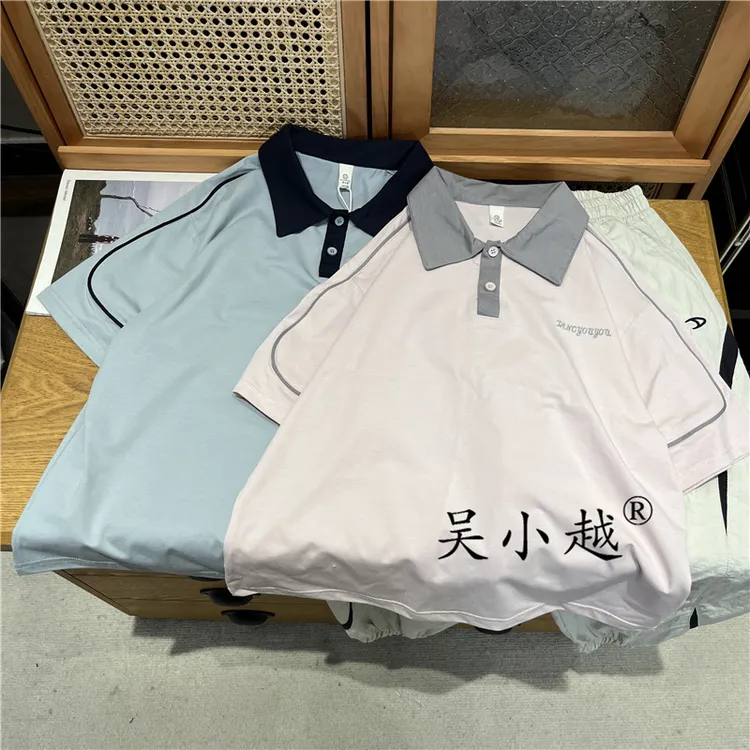 吴小越w1395男童夏款翻领宽松无感数码印花冰感棉t恤短袖中大童