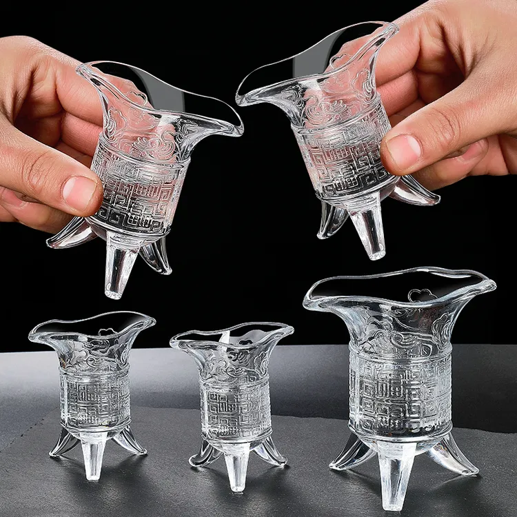 【帝王杯】小号仿古创意帝王三足鼎立爵杯水晶白酒杯品质酒杯分酒器