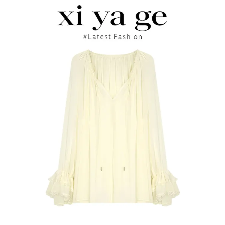 X-YAGE【全额运补】夏季高智感法式复古轻奢蕾丝小众设计感百搭衬衫