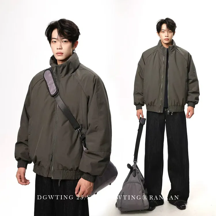 高品质三防美式工装立领情侣教练夹克保暖拉链棉服宽松型外套棉衣