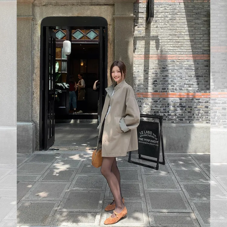 双面英伦风衣外套女春秋2025新款韩系宽松休闲短款立领设计感大衣