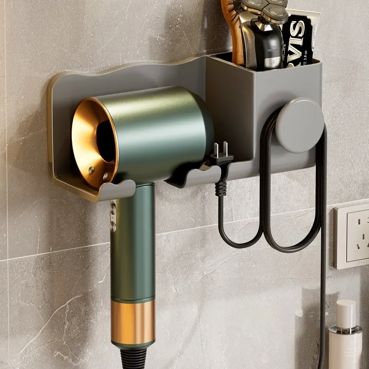 免打孔风筒架免打孔式吸壁款支架吹风机置物架台式吹风机挂架爱意