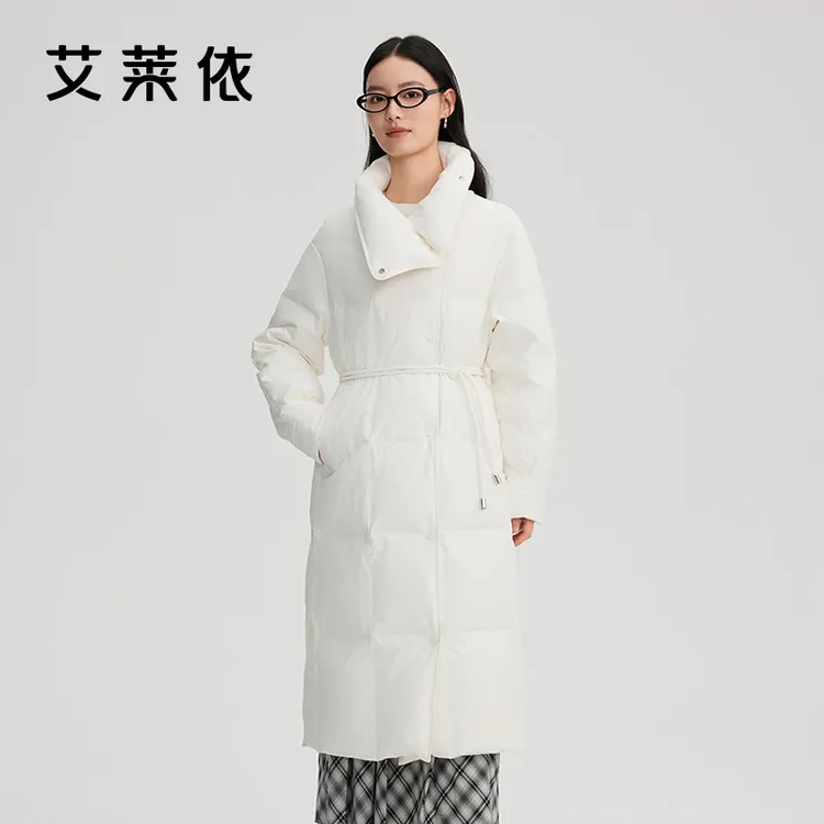 艾莱依长款羽绒服女冬季新款收腰设计感保暖通勤百搭休闲外套1273