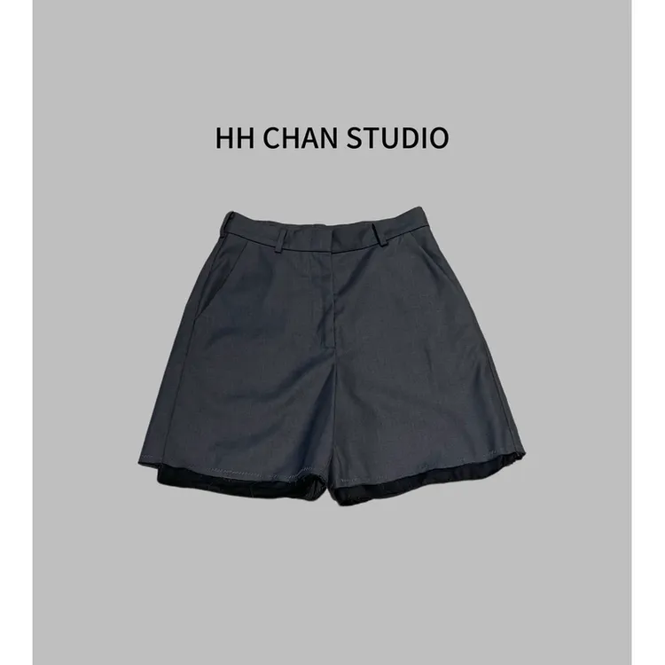 HH.CHAN“精致中裤”2025miu系新款灰色西装中裤HH52S35979