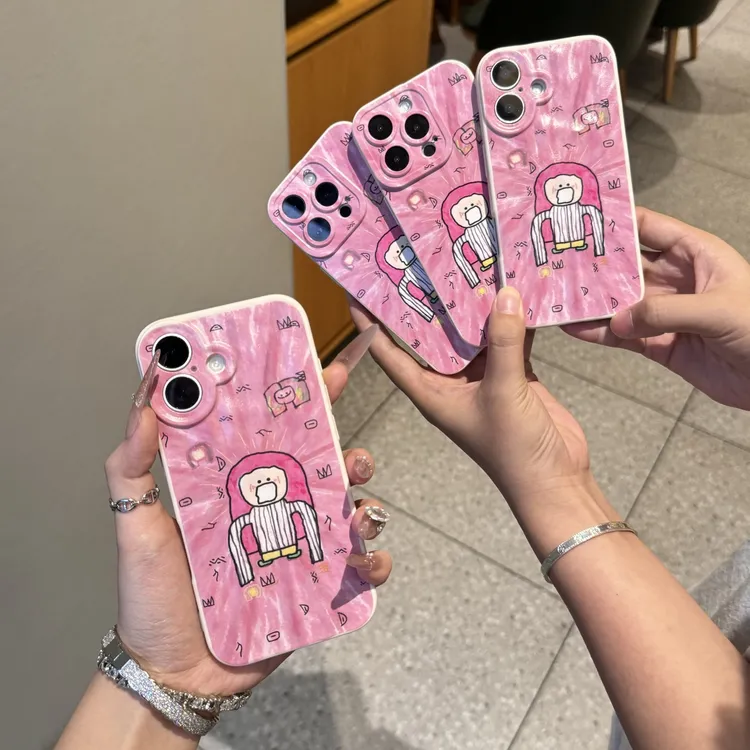 涂鸦抽象女孩新褶皱壳适用于苹果15/14/13promax手机壳12/11软x