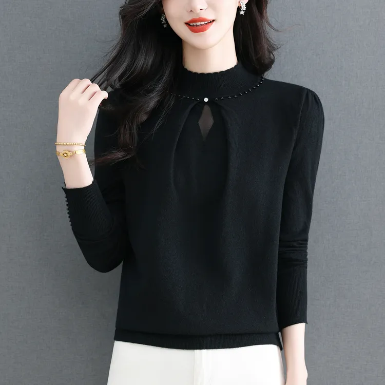 毛衣女秋冬高级感短款内搭中领打底衫新款设计感小众上衣漂亮独特