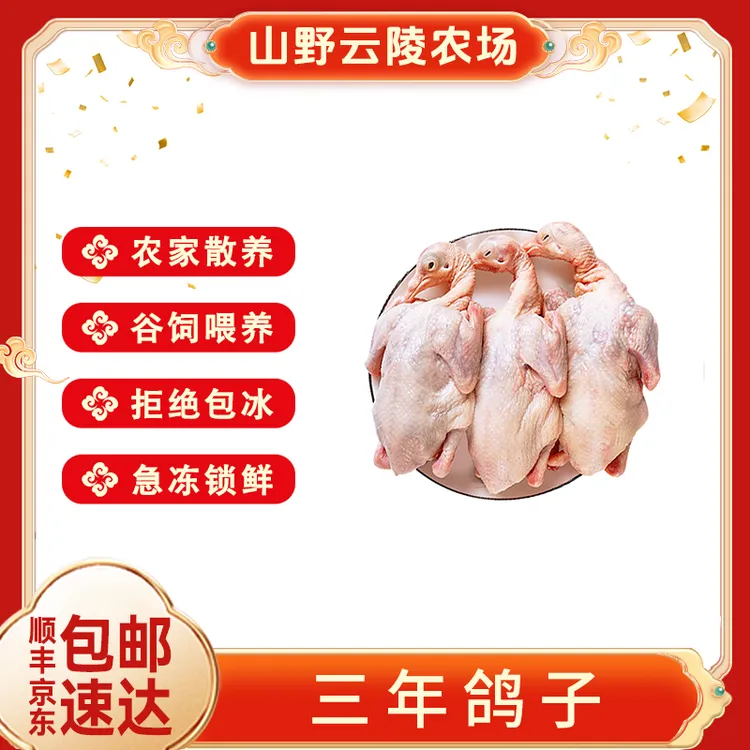 山野云陵农场农家散养三年老鸽子400g/只2只3只农村土鸽子内脏在