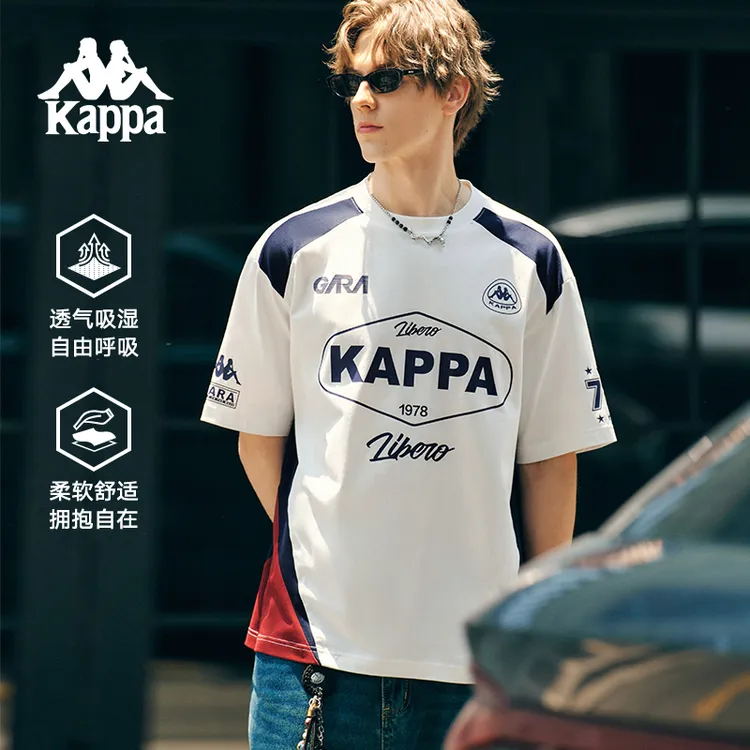 Kappa卡帕背靠背复古运动t恤男女款复古上衣运动短袖