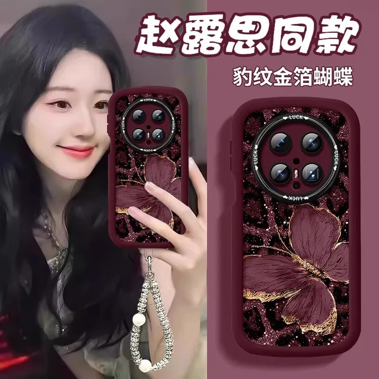 金箔蝴蝶适用华为mate70pro手机壳新女款彩绘m60pro+全包防摔50时